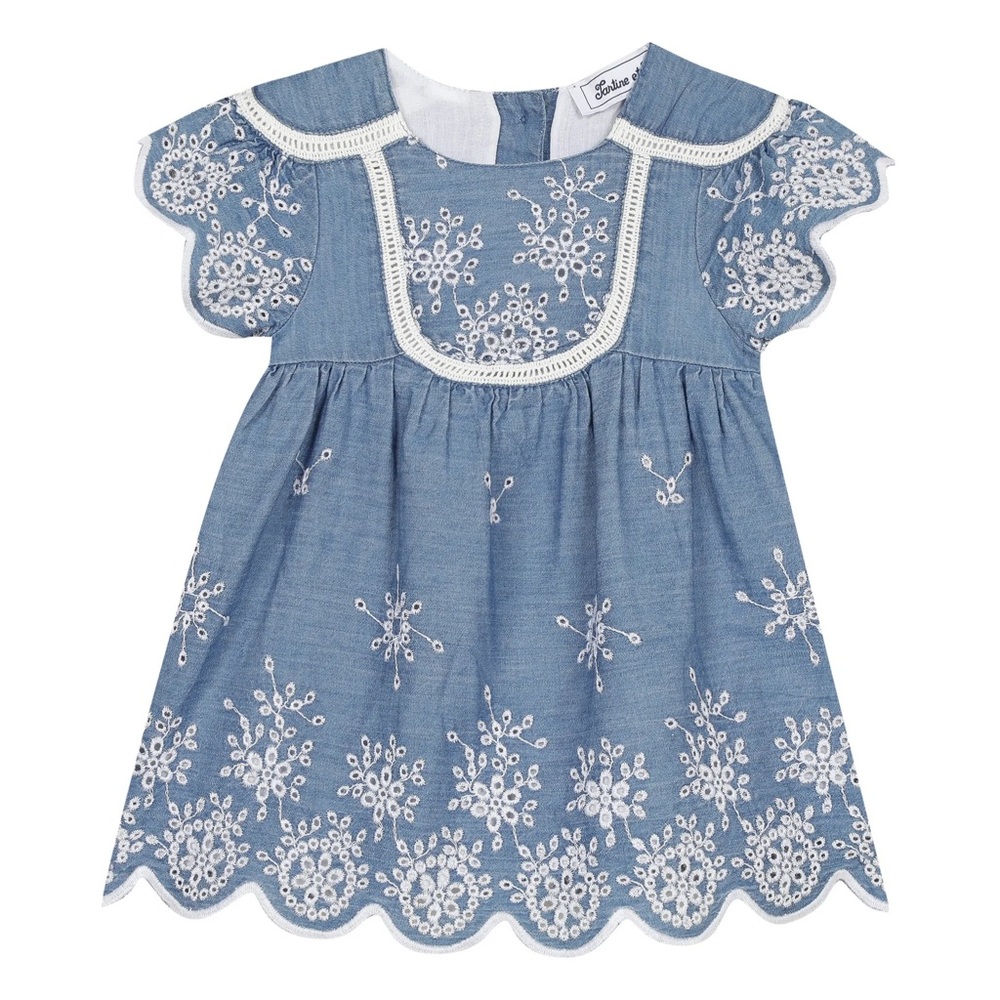 Tartine et Chocolat Girls Chambray Dress Baby Size 3 Months 3M